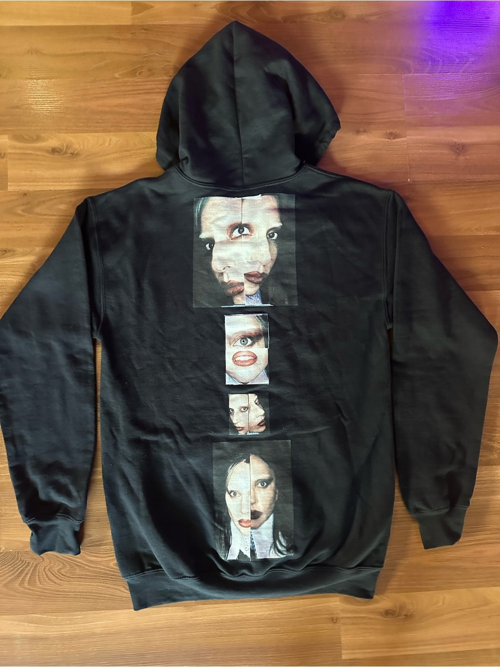 Lady Gaga Split Portraits Black Graphic Face-Print Hoodie